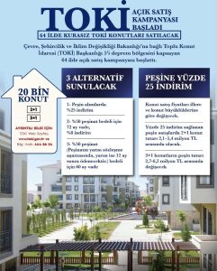 TOKİ’nin açık satış listesinde Konya’da var